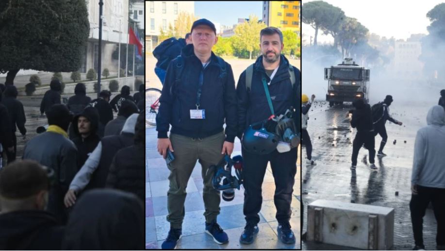 Policia përdor dhunë ndaj punonjësve të medias, Reporterët pa Kufij raportojnë goditje fizike ndaj gazetarit të News24 Renaldo Salianji dhe pengim të Osman Stafës për të filmuar shoqërimet