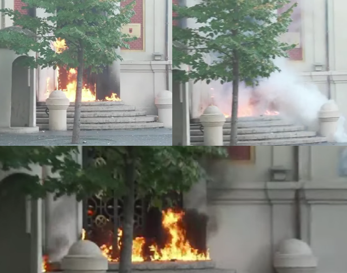 Flakët përfshijnë Ministrinë e Mjedisit, sulm me molotov